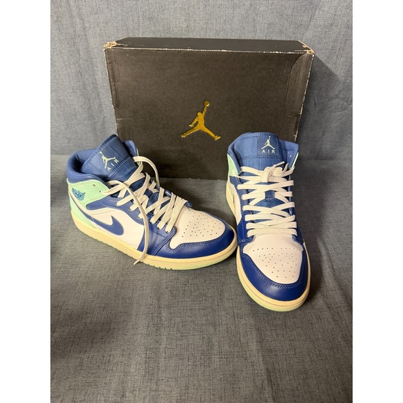 Jordan Other - Size 9.5 - Nike Air Jordan 1 Mid Mystic Mens Navy Mint White Sneaker 554724-413